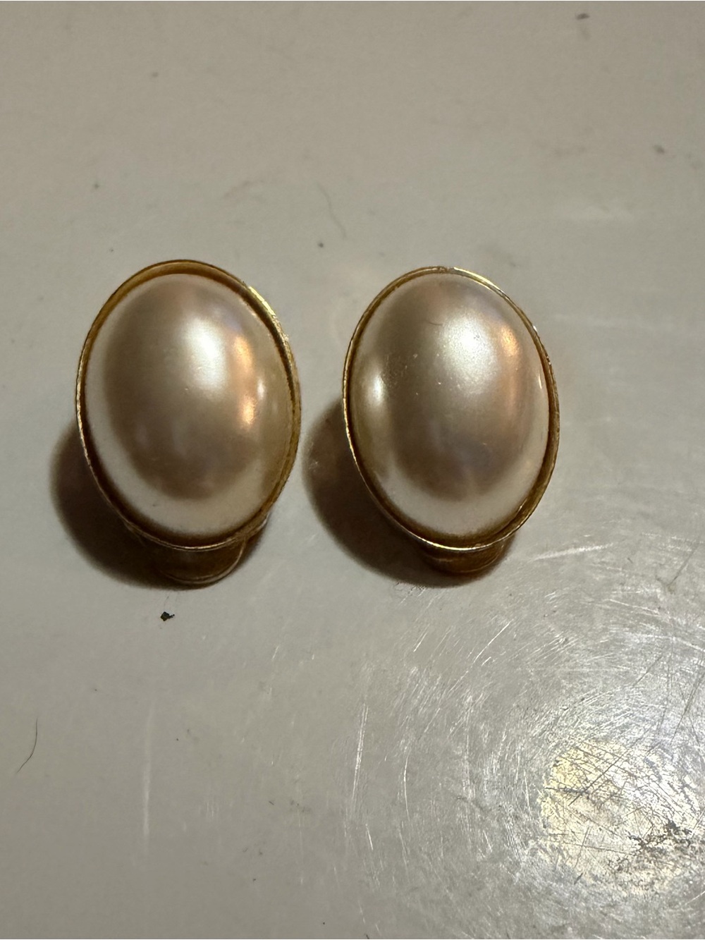 3/$20 Classic Pearl Oval Clip-On Earrings - Gold Tone